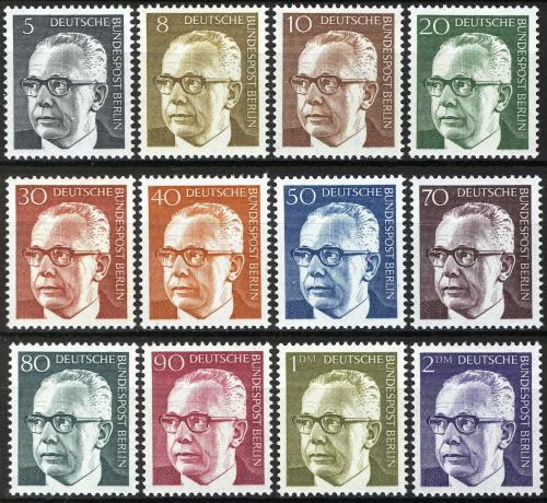 Poštové známky Západný Berlín 1970-71 Prezident Gustav Heinemann Mi# 359-70 Kat 12€