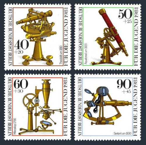 Poštové známky Západný Berlín 1981 Optické pøístroje Mi# 641-44