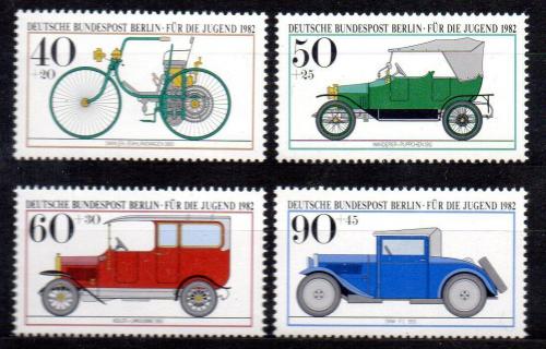 Poštové známky Západný Berlín 1982 Historická autá Mi# 660-63